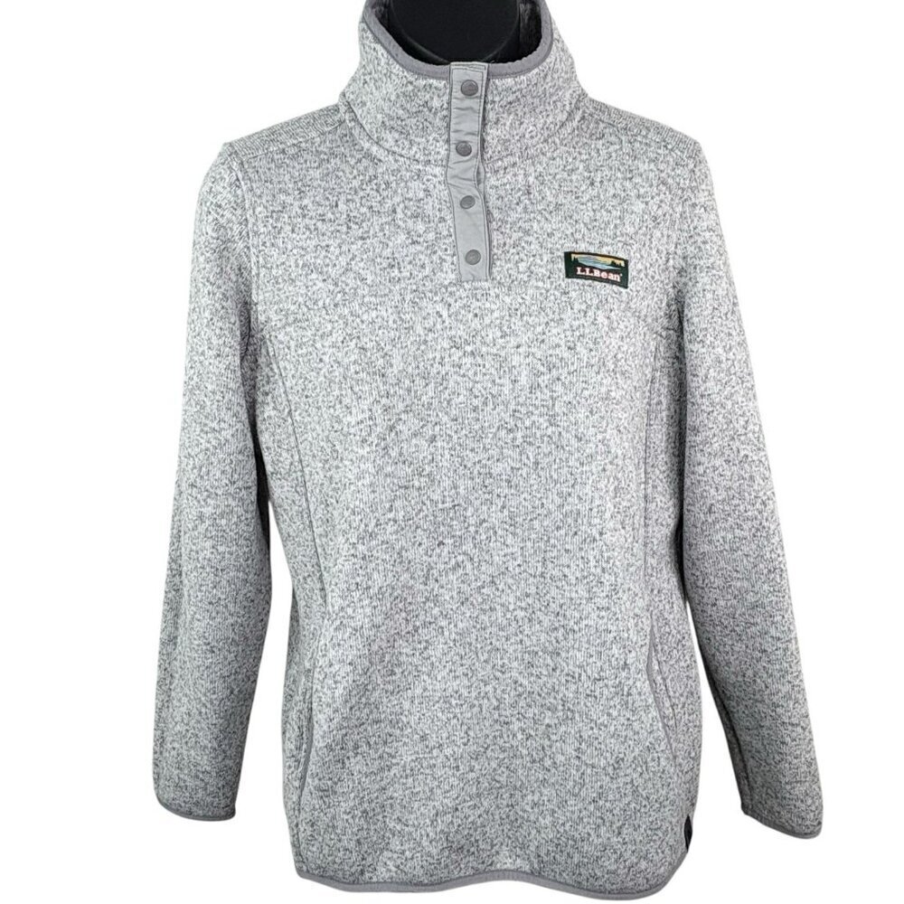 L.L. Bean Sweater Fleece Pullover Pewter Gray 1/4 Snap Up Women’s M GORP CORE